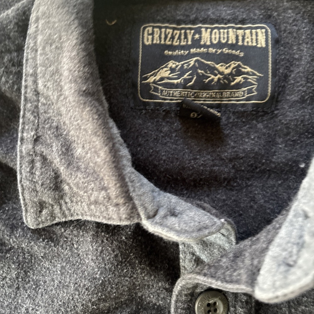 Grizzly Mountain Men's large gray Chamois Flannel GRAY Button Front Shirt - Picture 4 of 10